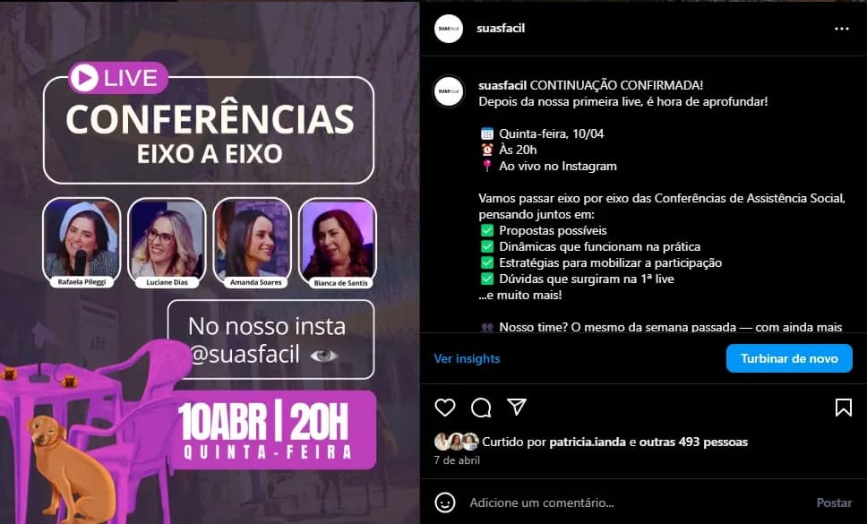 Realizamos duas lives sobre as Conferências de Assistência Social – conteúdos práticos para transformar a organização nos territórios