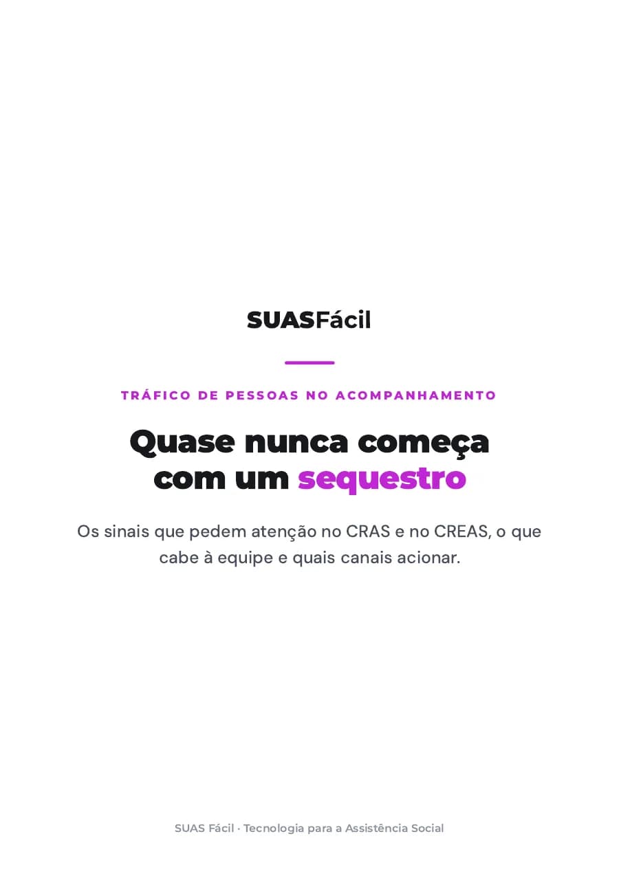 Capa do material Tráfico de pessoas: sinais de alerta