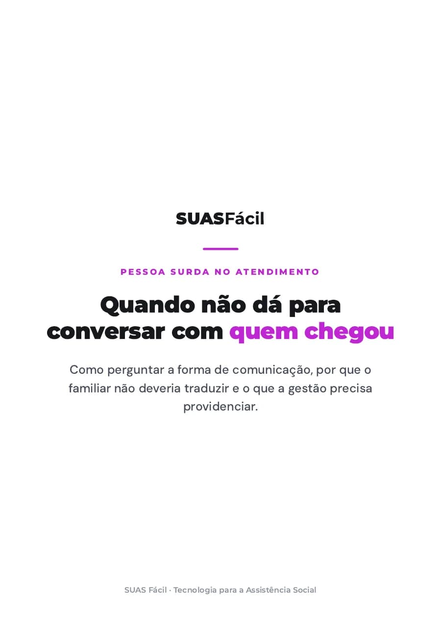 Capa do material Atendimento à pessoa surda