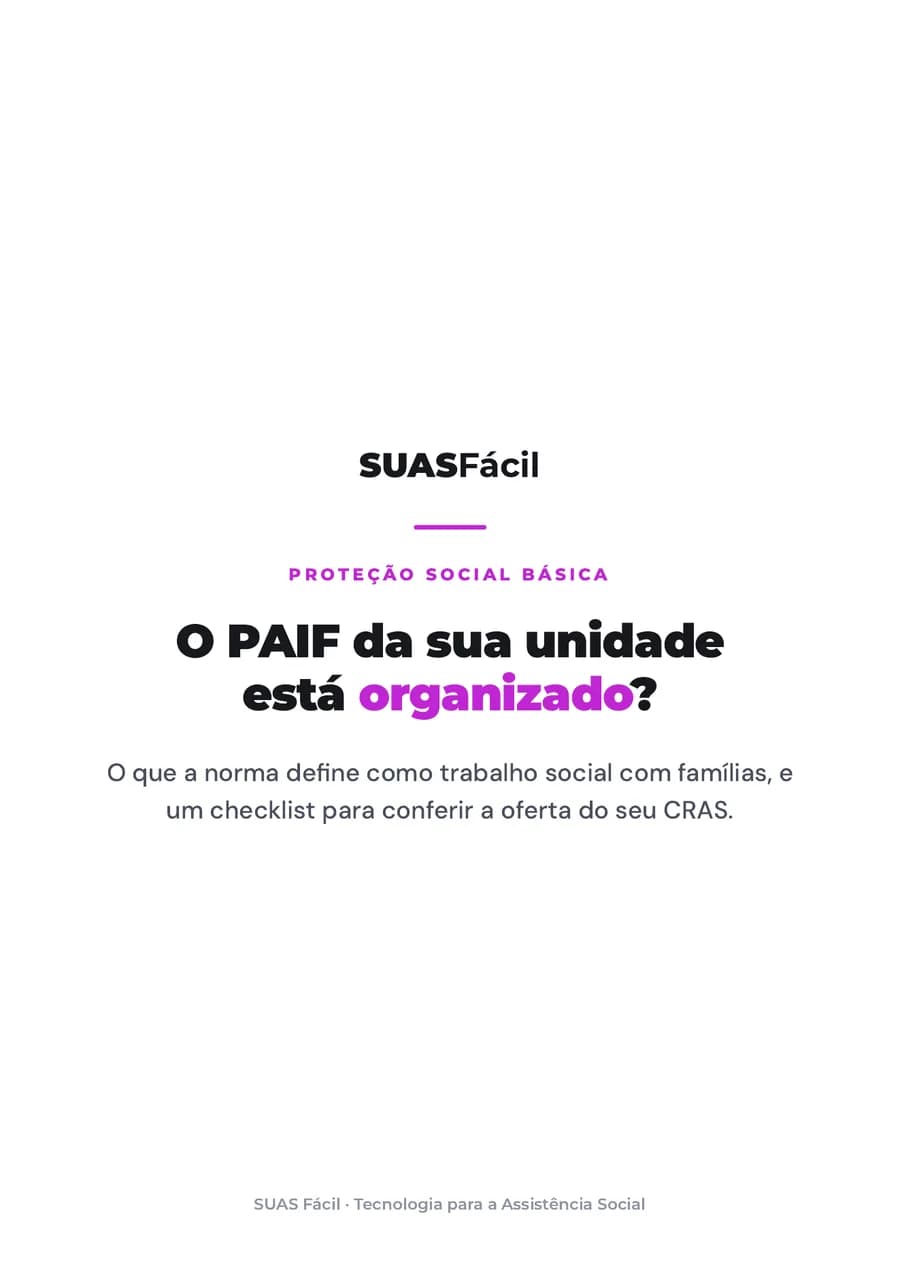 Capa do material Organização do PAIF no CRAS