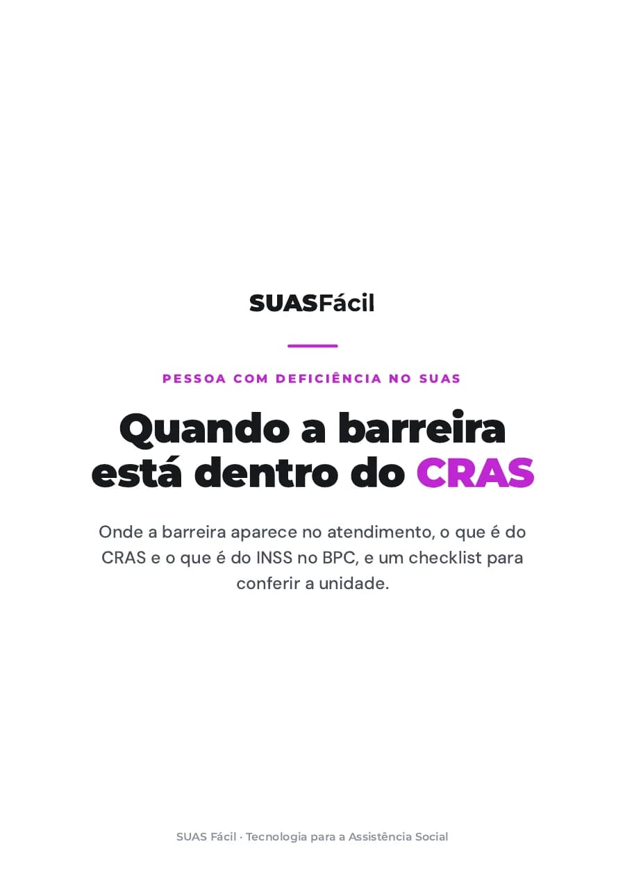 Capa do material Pessoa com deficiência no SUAS